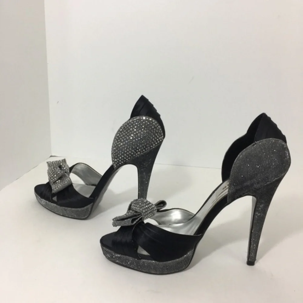 Dune Diamante Platform Peep Toe Bow High Heels 9